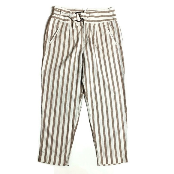 Antropology linen blend high waist striped pants - Picture 2 of 11